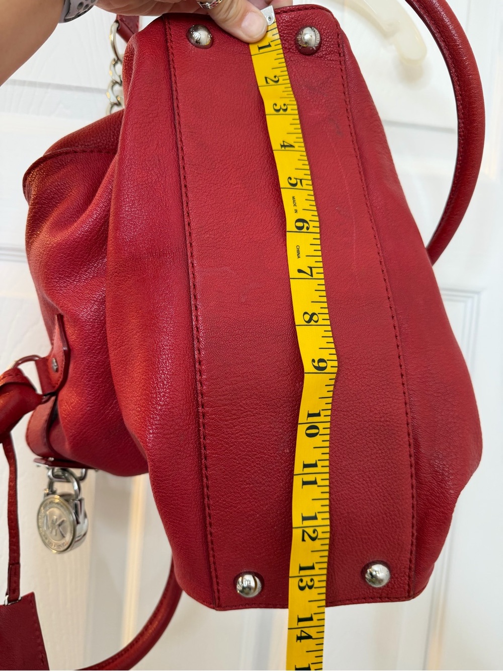 Michael Kors Red Leather Chain-Handle Shoulder Bag - Picture 15 of 15